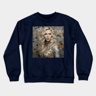 Portrait of a Beautiful Woman in a Flower Dress After Klimt Crewneck Sweatshirt